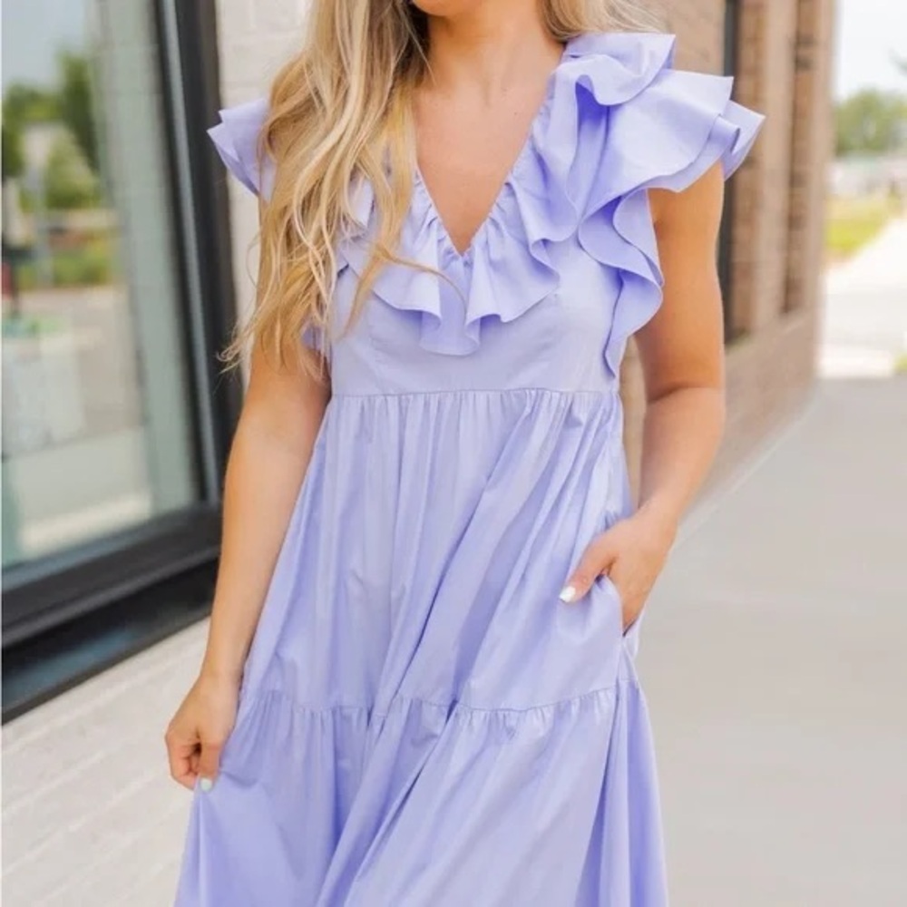 CROSBY BY MOLLIE BURCH Cotton Willow Dress in Serene Blue Lilac Size XXS - Picture 3 of 10